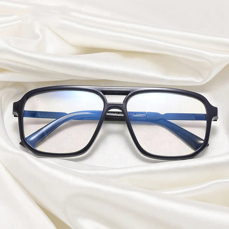 2024 Jiuling Eyewear Fashion Men Business Glasses Double Beam Leopard Frame Big square Anti Blue Ray Optical Computer Eyeglasses