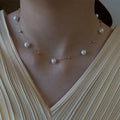 Stainless Steel Gold Bead Necklace Anklet Exquisite Short Collarbone Chain Pearl Necklace for Women Girls Gift