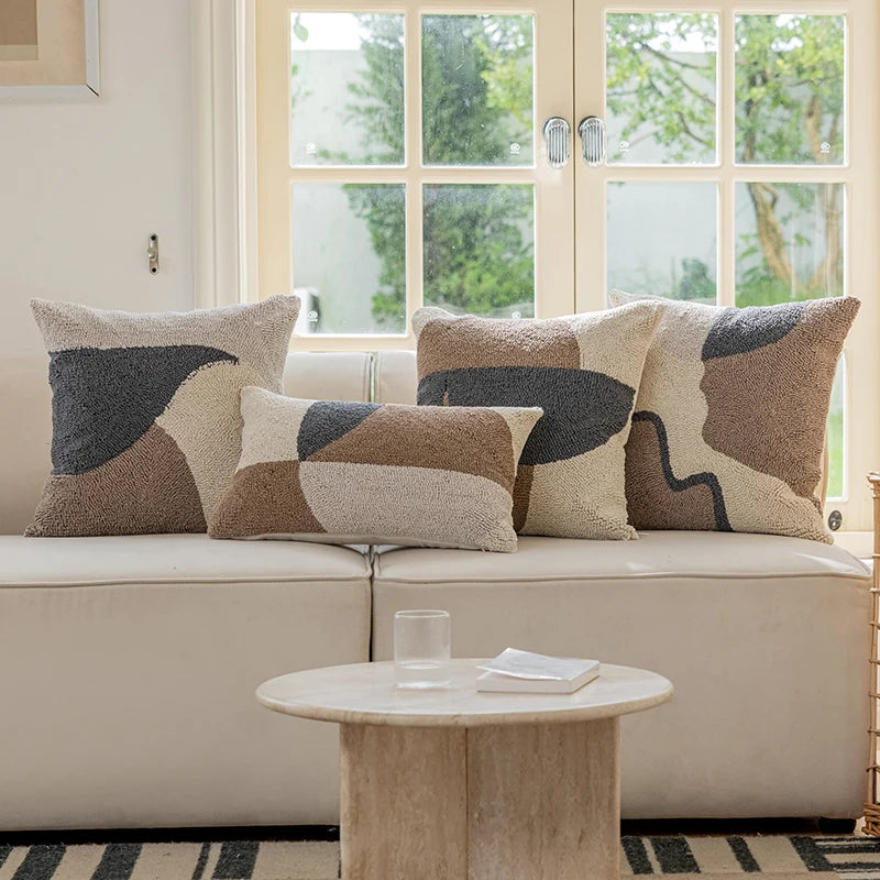 Innermor Geometric Tufted Polyester Cotton Fabric Cushion Covers Abstract Style Throw Pillow Case for Home Sofa Office Hotel