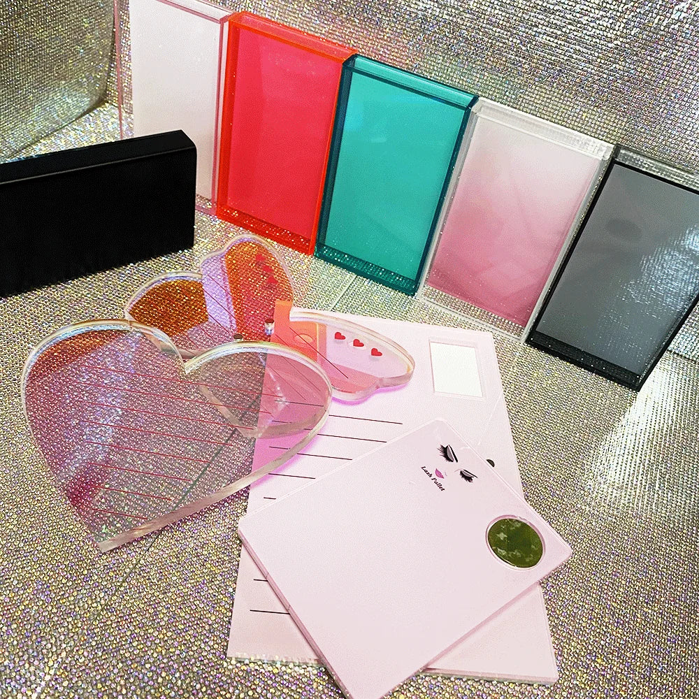 QCLashes OEM Rainbow Butterfly Heart Shape Acrylic Gel Lash Tiles Palette Magnets-Reusable Eyelash Extension Training Tools