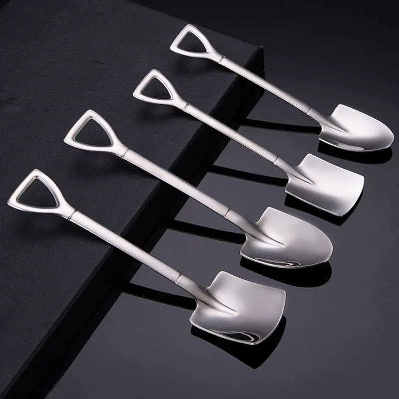 Stainless Steel Shovel Spoons Cutlery Coffee Tea Spoon Ice Cream Dessert Fruit Party Scoop Kitchen Restaurant Tableware Set