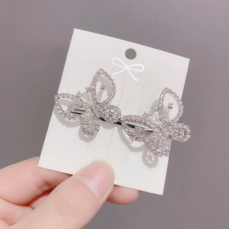 2021 New Golden Diamond butterfly Hairpin Female Side Clip Bow Knot Female Hair Accessories