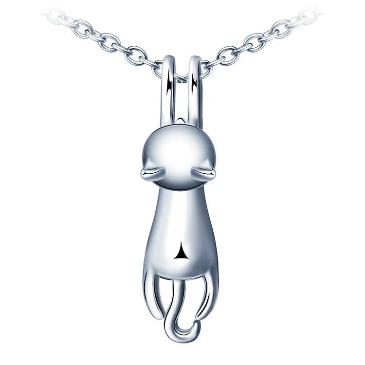 Jewelry Wholesale Lazy Cat Necklace for Kids 925 Sterling Silver Non Tarnish Kids Jewelry