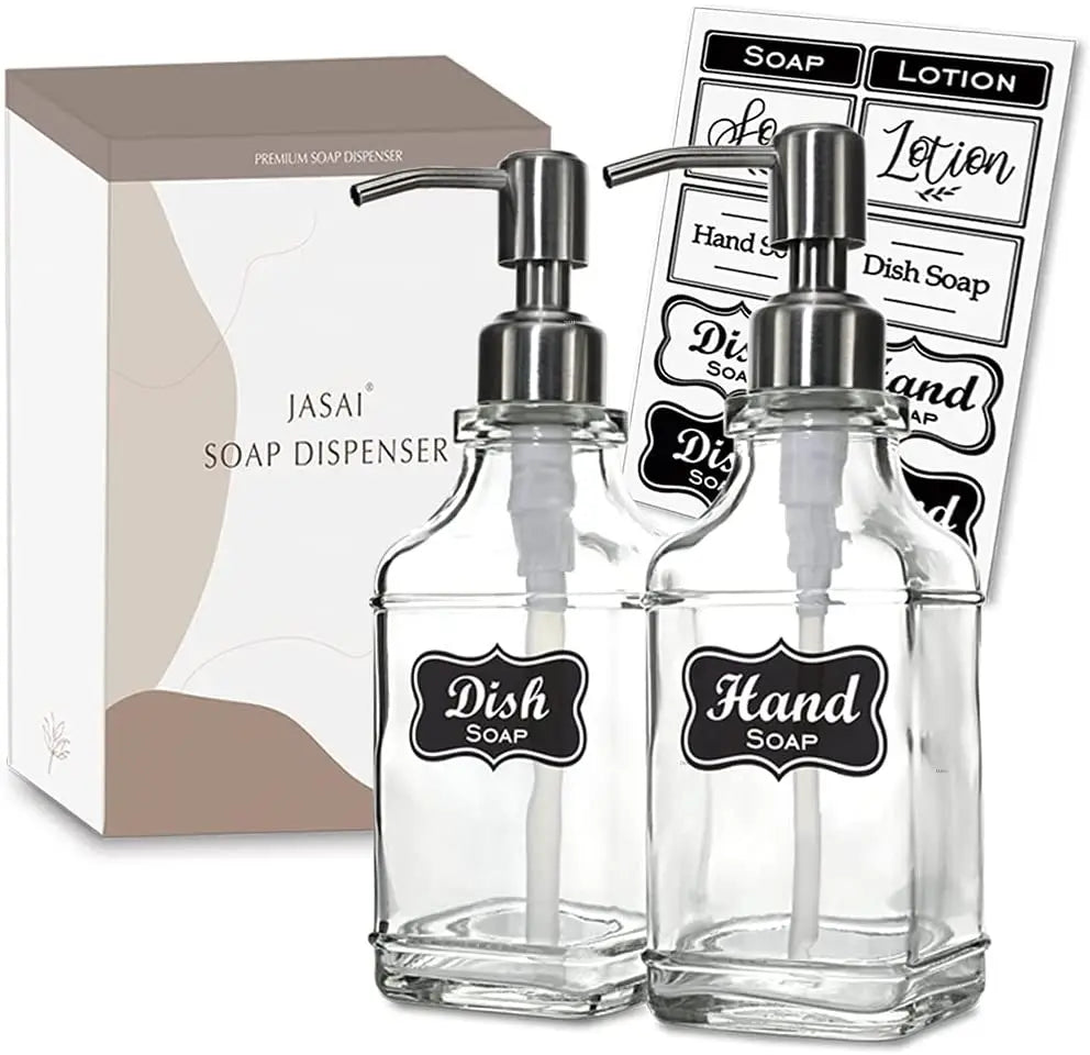 Refillable Hand Soap Dispenser  Antique Design Glass Manual Soap Dispenser with Stainless Steel Pump