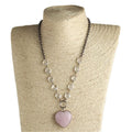 Women Ethnic Jewelry Oval Crystal Glass Chain Necklace Stone Star Heart Cross Pendant Short Necklace