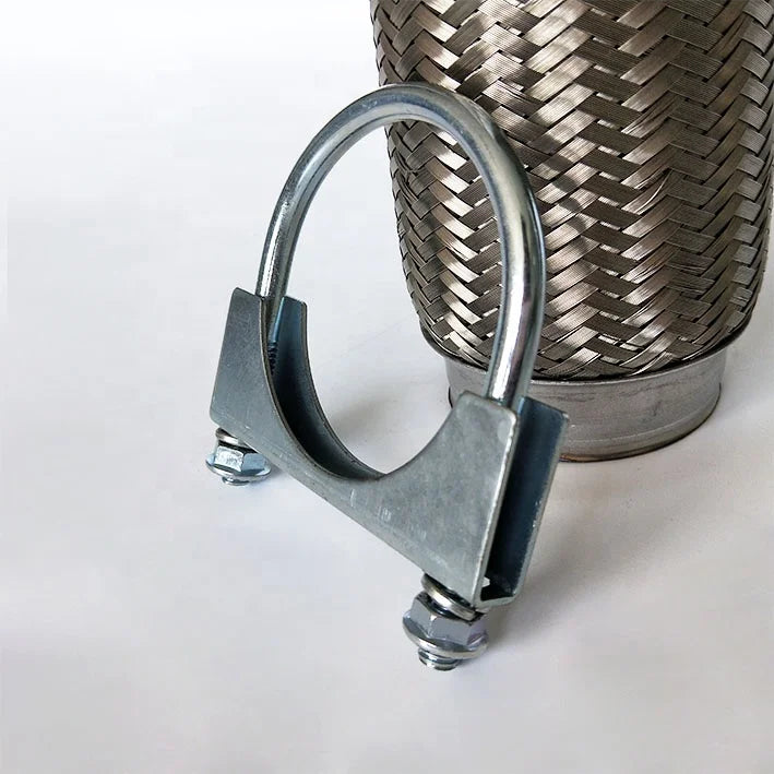 4" U Bolt Saddle Exhaust Clamp - Zinc Plated Flat Band / round band