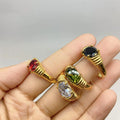 Fashion Fine Jewelry Punk Style Stainless Steel Gold Plated Certified Gemstone Rings with 4 Types Zircon for Women