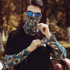 Breathable Outdoor Riding Kerchief Sun protection Anti Uv Summer Compression Arm Sleeve With Scarf