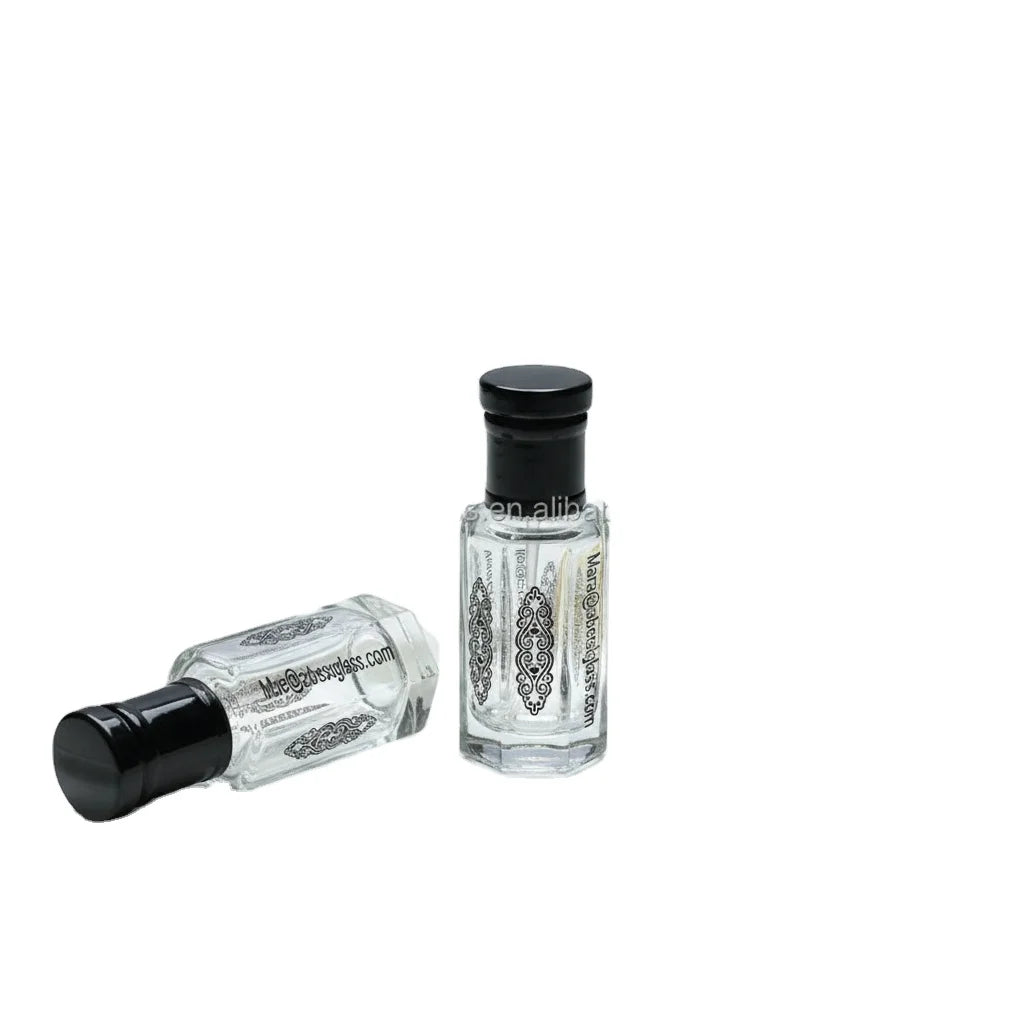 Abeisi Arabian Luxury 3ml 6ml 10ml 12ml Simple Oud Perfume Oils Glass Attar Bottle with Black Screw Cap MegaBDM