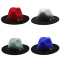 Gradient Fedoras Men Women Hat Fedora Hats With Belt Ladies Felt Hat Panama Cap Female Male Jazz Caps