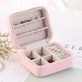 Travel Jewelry Box Pu Leather Organizer Double Layer Velvet Gift Packing Portable Mini Storage Necklace Jewelry Boxes