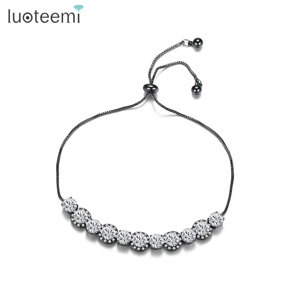 LUOTEEMI Adjustable Size a AA Cubic Zircon Bracelet Round Shaped Tennis Bracelets Wholesale