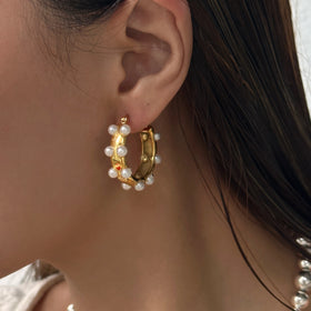 2024 Dazan Autumn Winter 18k Gold Plated Unique Hypoallergenic Stainless Steel Vintage Rococo C HOOP Earrings for Women