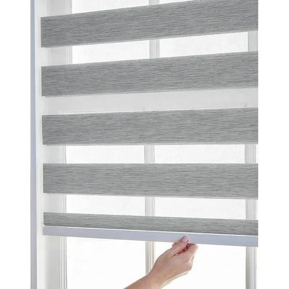 RunChen Cordless Spring Zebra Blinds for Living Room Roller Blinds for Windows Day and Night Light Filtering Zebra Blinds