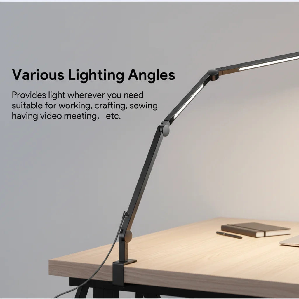 Nordic Contemporary Modern Clip LED Desk Lamp Dual Light Sources Touch Dimming Flexible Reading Lighting 2700-5700K Color