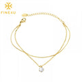 Fashion Popular Stainless Steel 18K Gold Plated Double Layer Single Diamond Zircon Bracelet Women