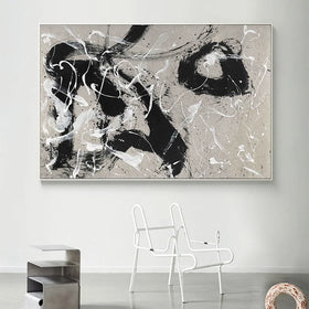 FF&E Art Procurement Oil Painting Hand-Painted Black-And-White Abstract Spray Chief Mate Porch Decorative Wall Hanging Painting