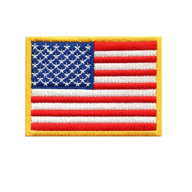 Hot Selling American Flag Embroidered Patch 3D United States Flag Denim Fabric Iron-On Style