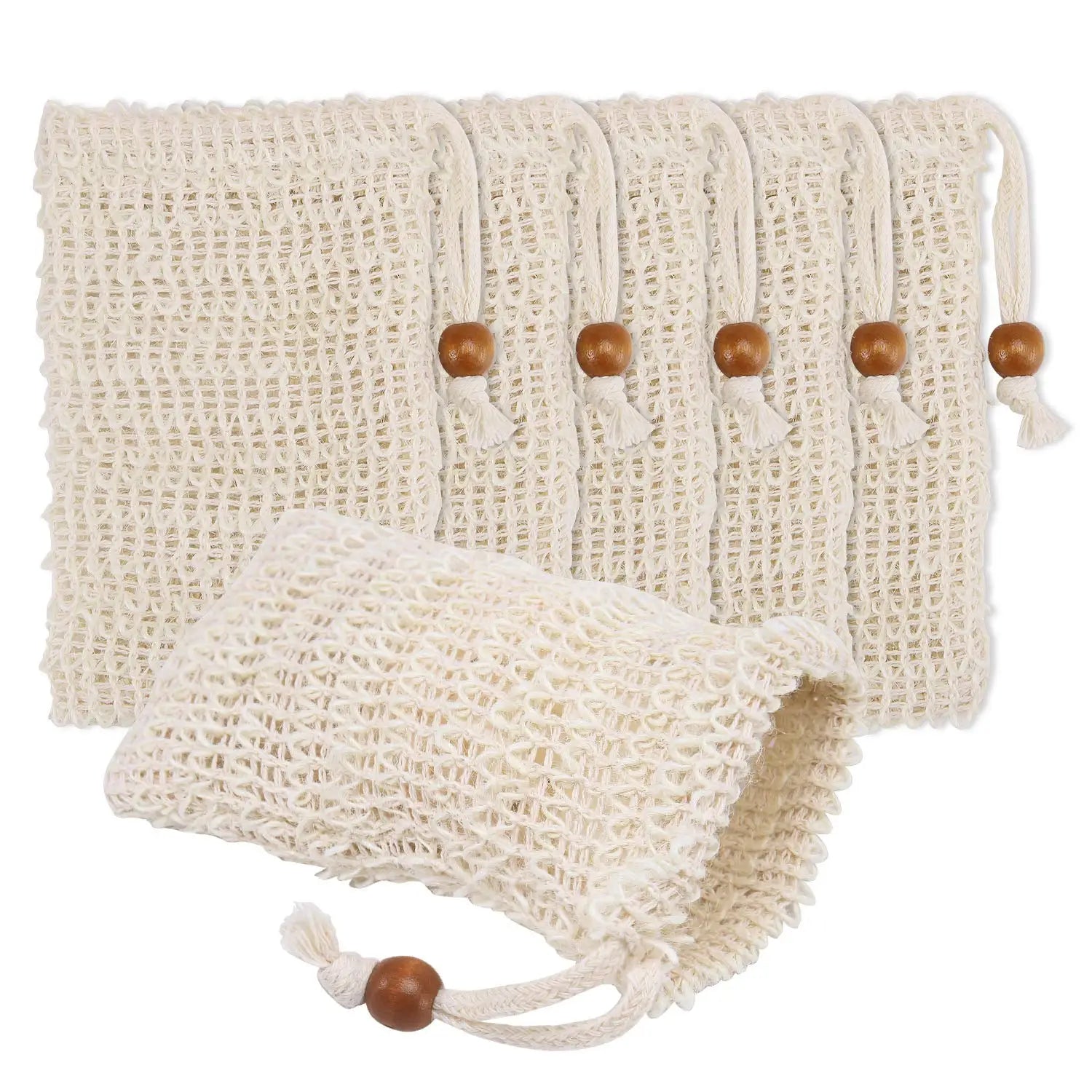100% Natural Organic Hemp Soap Bag with Rope Handle and Drawstring Closure Natural Color