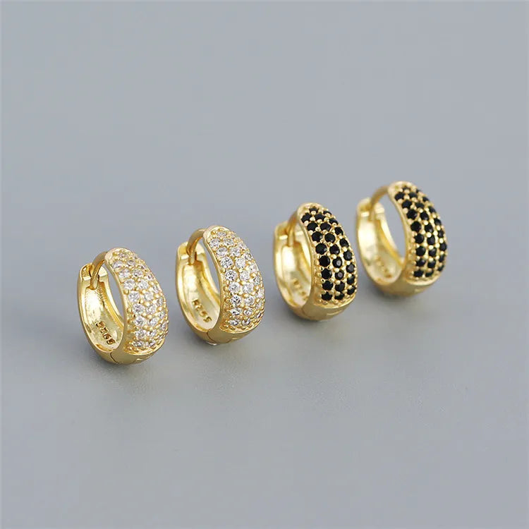 SP Fine Jewelry Gold Plated 925 Sterling Silver Thick Chunky Zircon Hoop U Shape Earrings for Women