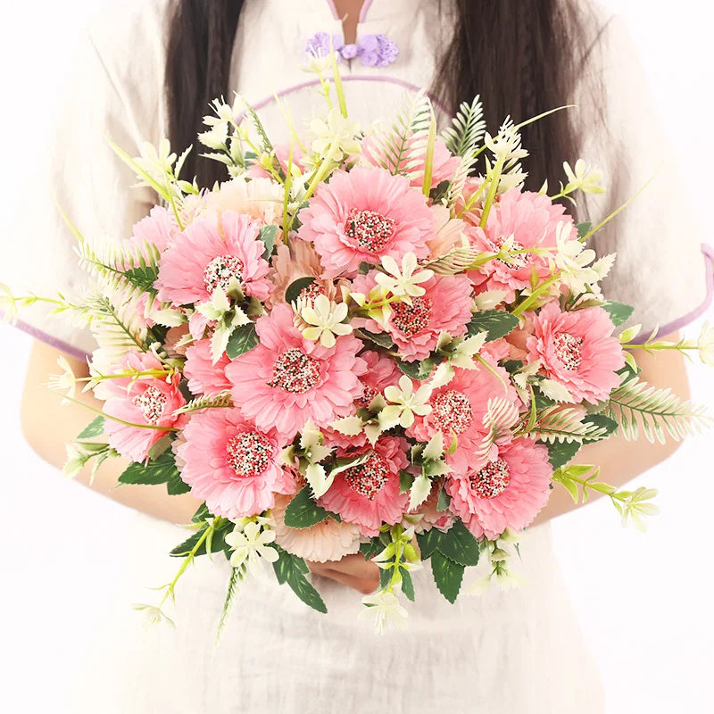 Beautiful Decorative Artificial Chrysanthemum Bunch Silky Flower for Home Restaurant Christmas Back to School Chinese New Year