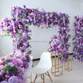 Wedding Decor Arrangement Lavender Purple Floral Wall Backdrop Mat 3d Roll up Artificial Silk Rose Flower Panel Wall