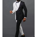 Handsome White Jacquard Black Matching Wedding Tuxedos Double Breasted Mens Suits Men Prom Party Outfit Jacket Pants