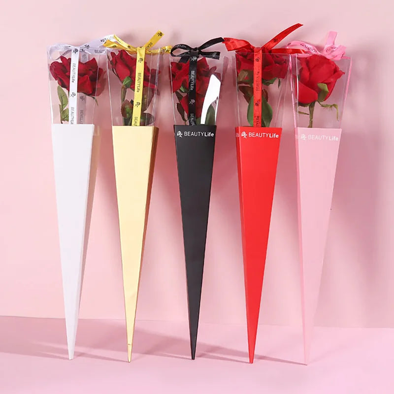 Zexiang 25pcs/bag Frosted Matte Single Bag Flower Bouquet Packaging Bag with Handle