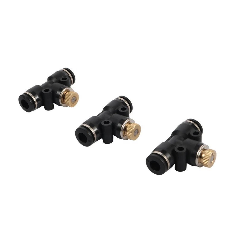 3/16 Inch Thread Brass Short Misting Atomization Nozzle Quick Connect Tee Greenhouse Cooling Irrigation Sprayer