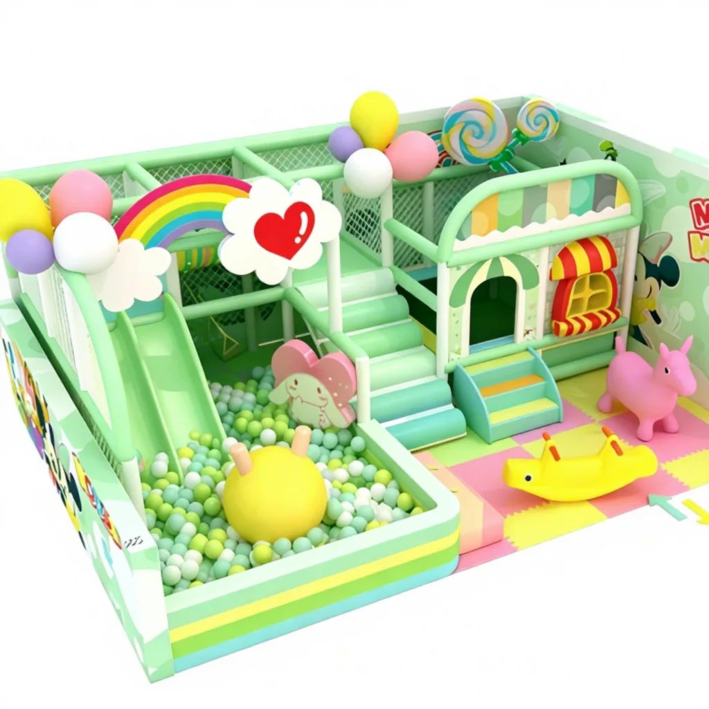 Children's Indoor Playground Set Plastic Tunnel Slide Softplay Equipment Includes Crawl Climb Blocks Cube Foam Climbers Magic