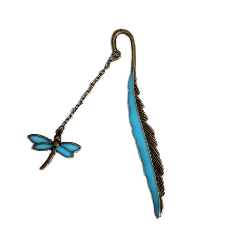 Night-Light Feather Dragonfly Bookmark Retro Butterfly Luminous Metal Bookmark Fluorescent Personalized Creative Bookmark