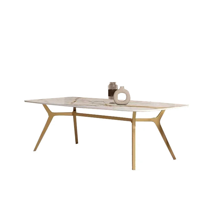Luxury European Style Marble Dining Table Set Modern Stainless Steel Base Dining Table and Chair