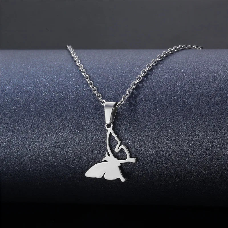 Manufacturer Direct Sales of Stainless Steel butterfly Necklace Hip-hop Pendant Personalized Jewelry