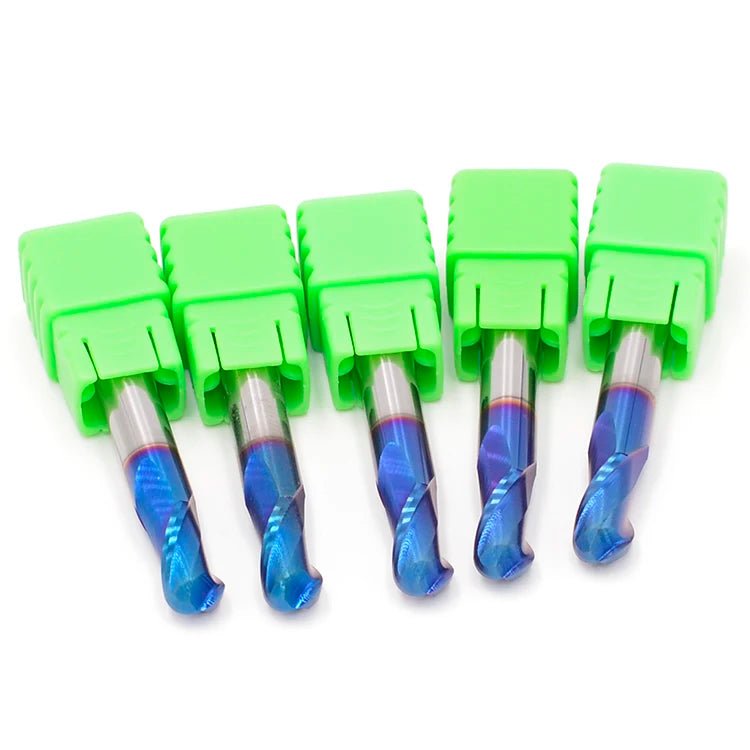 Ball Nose End Mill CNC Router Bits Double Flute Spiral Milling Tool Tungsten Carbide Cutter with Nano Blue Coat 3 4 6 8mm