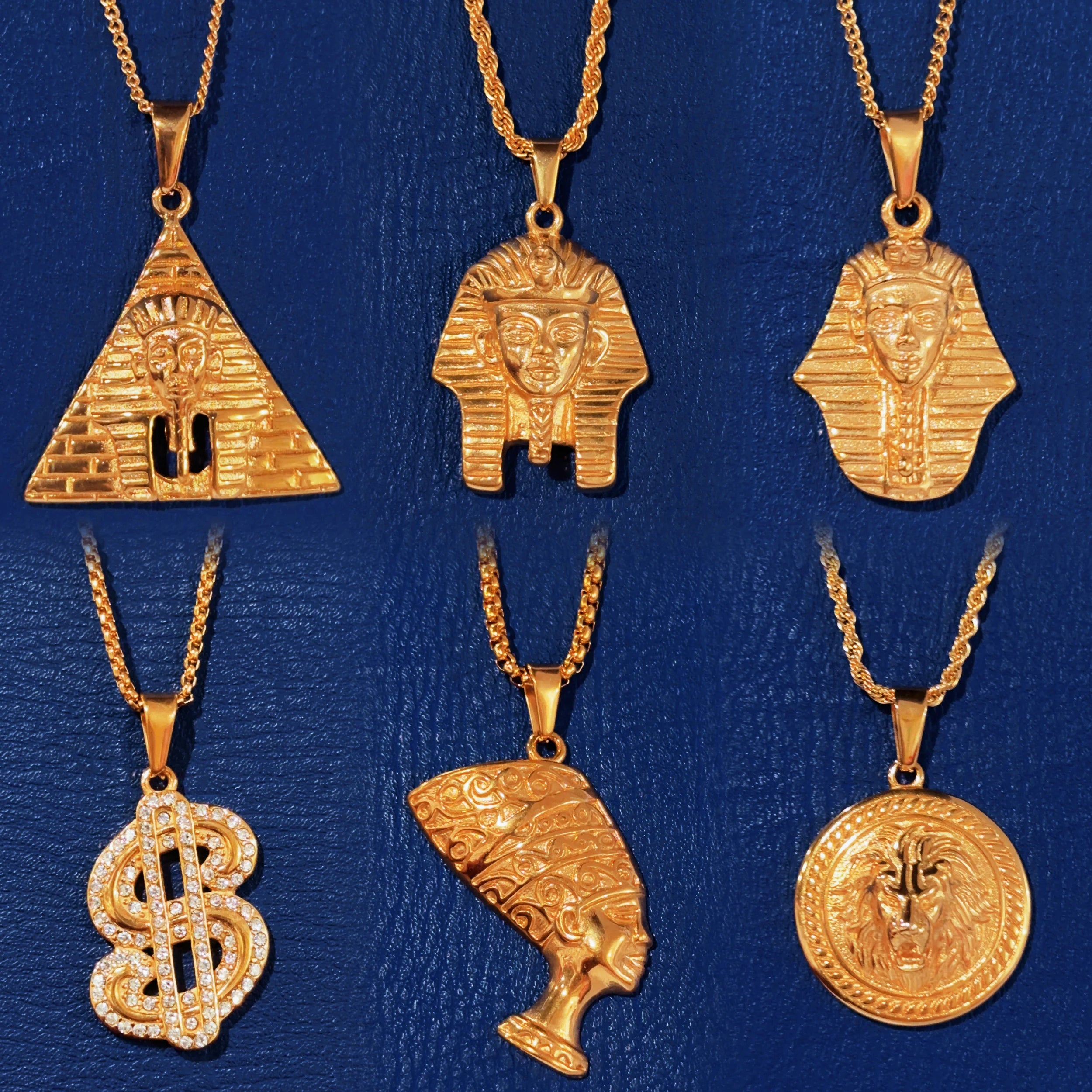 316L Stainless Steel Custom Pendant Men Lion Head Necklace 18k Gold Jesus Pieces Pharaoh Ankh Cross Pendant Vintage Necklace