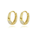 New Arrival Wholesale Oval Clip Ear Ring Earring 925 Sterling Silver Gold Plated Circle Hoop Earrings