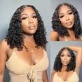 10inch 13x4 Transparent Lace Frontal Wig 200% Density Short Bouncy Curly Front Wig Raw Vietnam Human Hair Luxury Bob Wigs