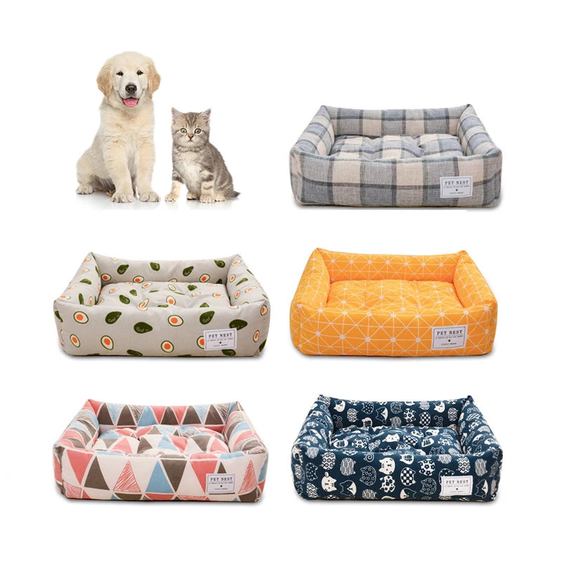 Best Selling 2024 Pet Pillow Luxury Portable Orthopedic Sofa Memory Foam Square Printed Dog Beds