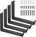 7.25" Black Metal J Bracket with Lip Industrial Rustic Wall Floating Support Shelf for DIY Open Shelving