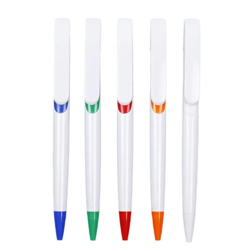 Custom Promotional Branded Plastic Pens Sublimation Blank White Stylo Ballpoint Pen Full Color logo Uv Printing Pen
