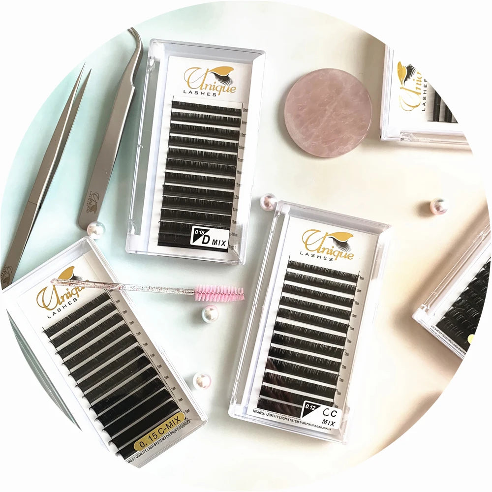 All Size Unique Lashes Individual Lash Silk Faux Mink Custom Packaging Classic Eyelash Extensions
