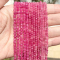 AsVrai U 2 3 4mm Natural Faceted Pink Tourmaline Gemstone Loose Spacer Beads for Jewelry Making DIY Bracelet Earrings Accessory