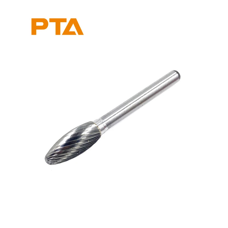 Straight Shank Type H Flame Shaped Double Cut Carbide Burr 6mm Shank Single Cut Diamond Burr for MetalWoodStone