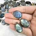 Spiritual Products Blue Flash Labradorite Gemstone Crystal Pendant Silver Bezel Oval Labradorite Gemstone Necklace Pendants