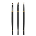 Black Gold Pen Fish Tale Painting Brush Round Gel Liner Stripe Manicure 3pcs Acrylic Nail Art Brush with Lid