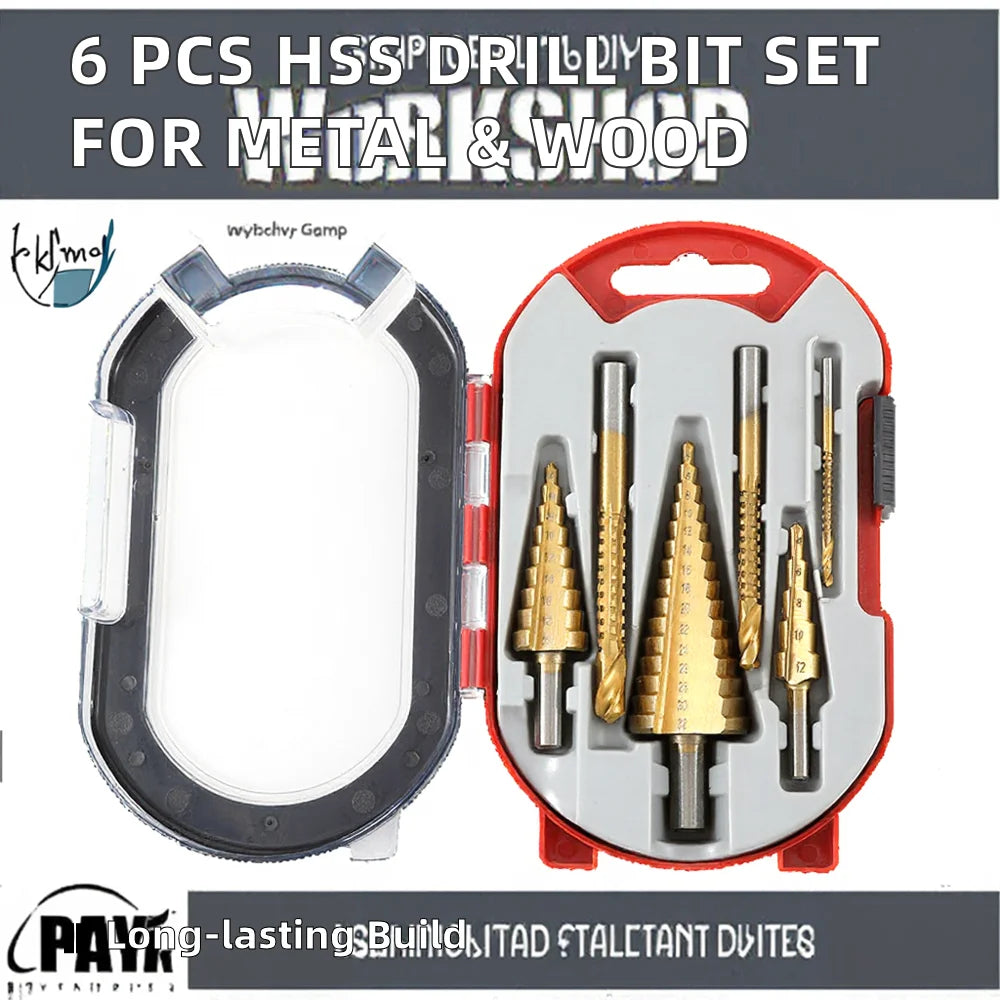 6-Piece Black Oxide Steel Center Drill Bit Set 6mm Diameter Serrated High Speed Woodworking Ream Groove Plastic Twist Tools OEM