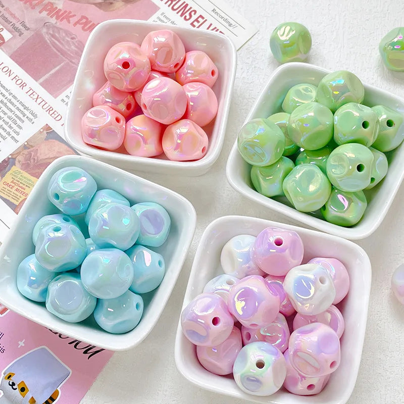 UV Plated Acrylic Glossy Irregular Round Beads for Diy Bracelet Necklace Mobile Phone Chain