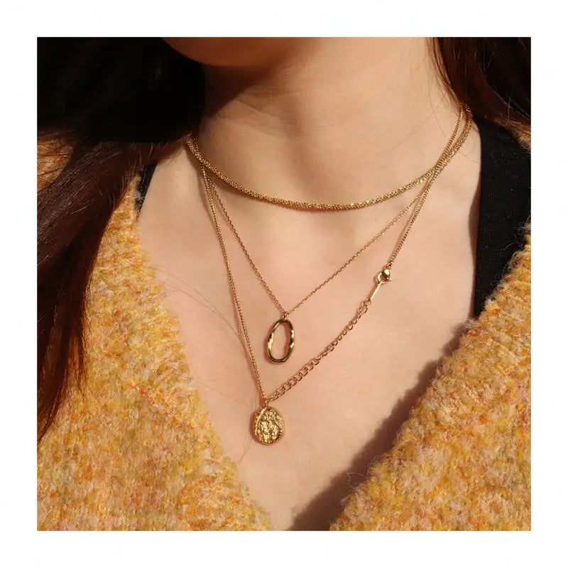 Chris April Fashion Jewelry 316L Stainless Steel PVD Gold Plated Personalized Oval Necklace for Women