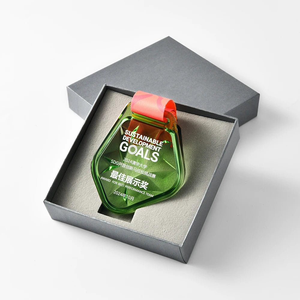 Customizable Creative Colorful Crystal Crafts Award Medal Outstanding Employee Annual Meeting Competition Commemorative Honor