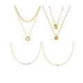 Beaded Double Layer Chain 18k PVD Gold Plated Paper Clip Chains Stainless Steel Pendant Floating Pearl Choker Necklace